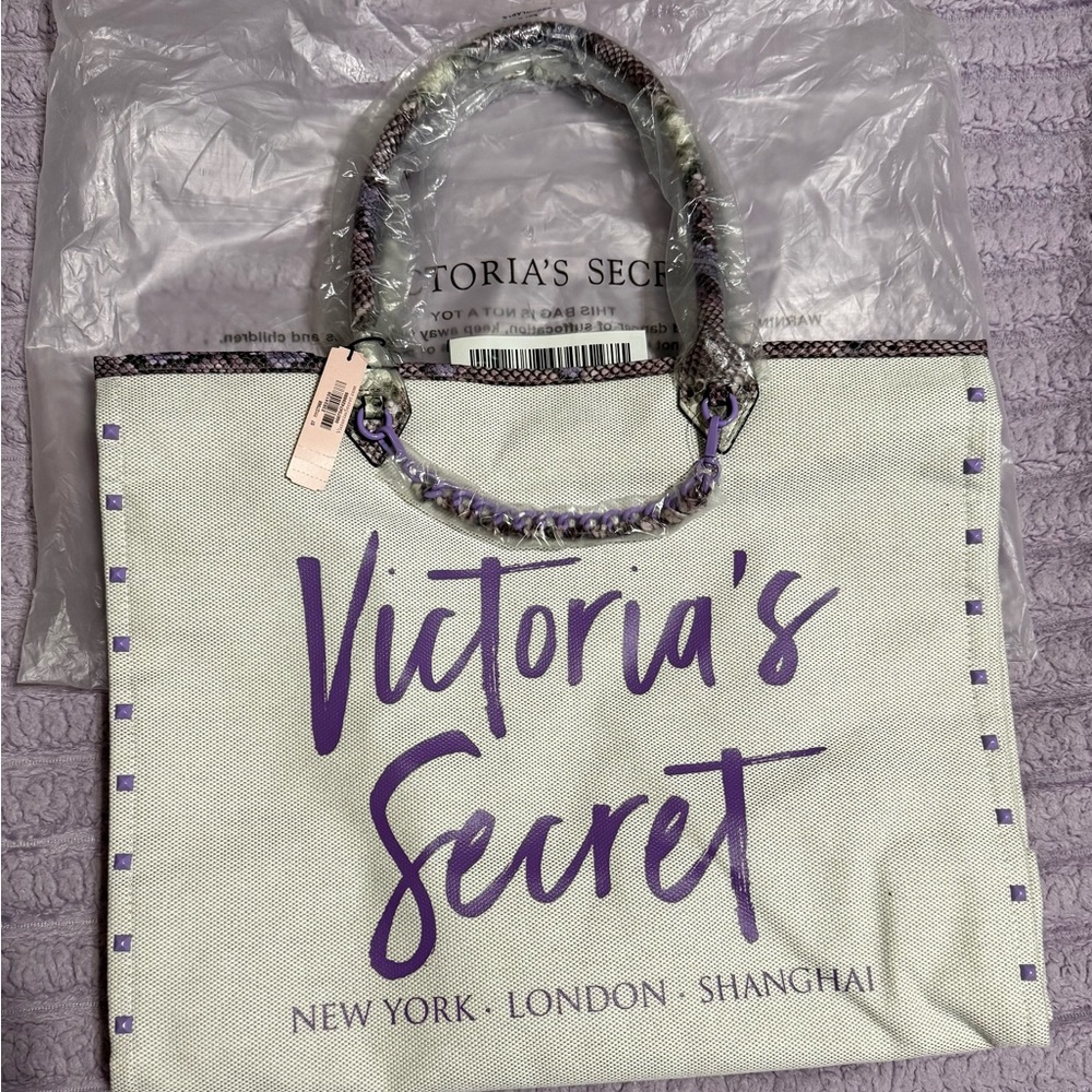 Victoria's Secret Lavender and Cream Tote